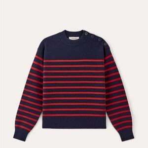 Everlane The Mariner Crew Sweater Navy/Poppy Red